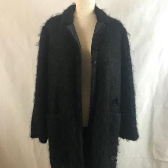 EUC Fendi Mohair Black Coat with Floral Appliqués - Picture 5 of 14